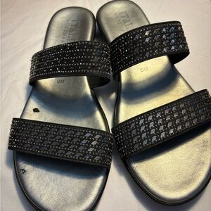 Italian Shoemakers Black Studded Slide Sandals Sz 9
